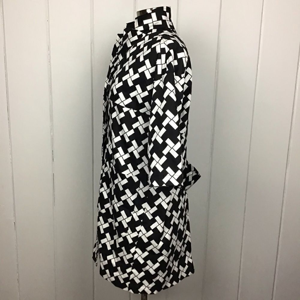 NWT Tulle Black White 1/2 Sleeve Trench Jacket S - Picture 2 of 8